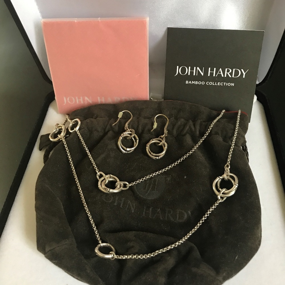 John Hardy Silver Bamboo Necklace and earing set